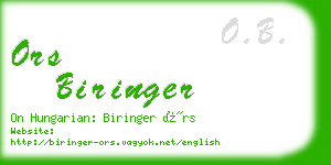 ors biringer business card